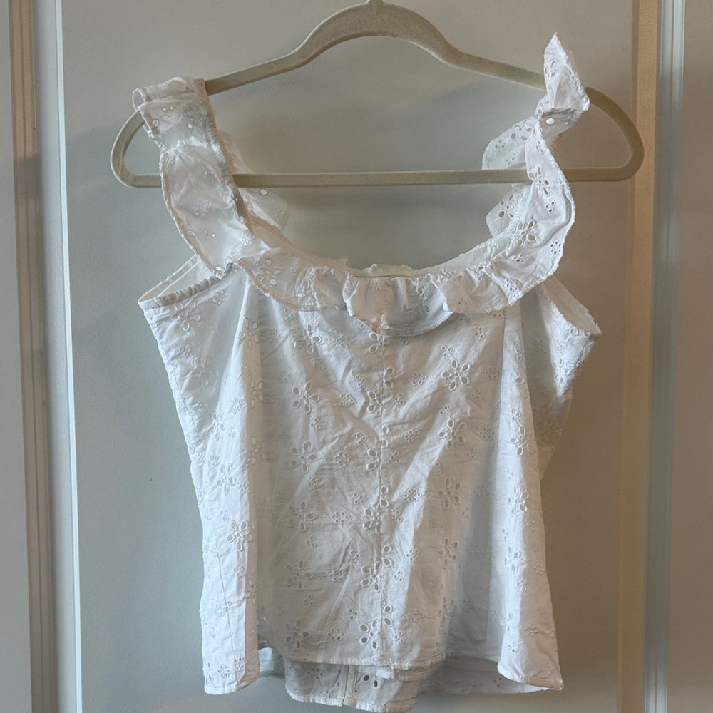 H&M White Eyelet Ruffle Blouse - Picture 4 of 4